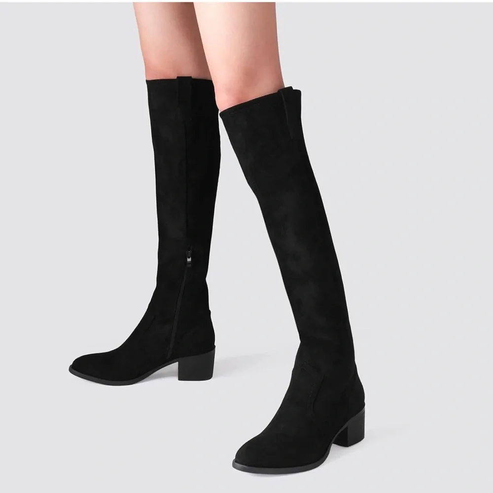 MNG Black Over the Knee Boots